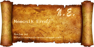 Nemcsik Ernő névjegykártya